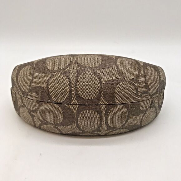 Coach Signature C Monogram Tan Brown Hard Clamshell Eyeglass Storage Flip Case - Picture 5 of 9